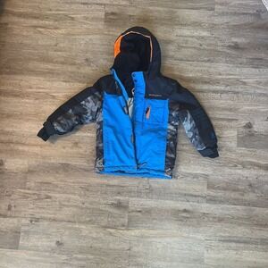 ZeroXposur Boy Size 5/6 Black Blue Hood Fleece Lined Ski Jacket